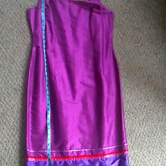 👗Orange Lace Dress w/Fuchsia Lined TUNIC  Sz L/Xl - Picture 7 of 12